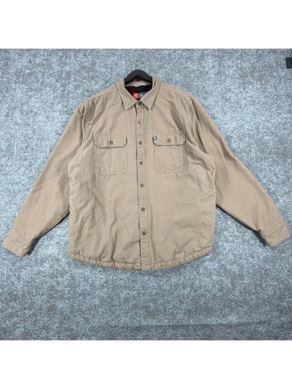 The American Outdoorsman Shacket Mens XL Beige Cotton Flannel Lined Check Warm‎